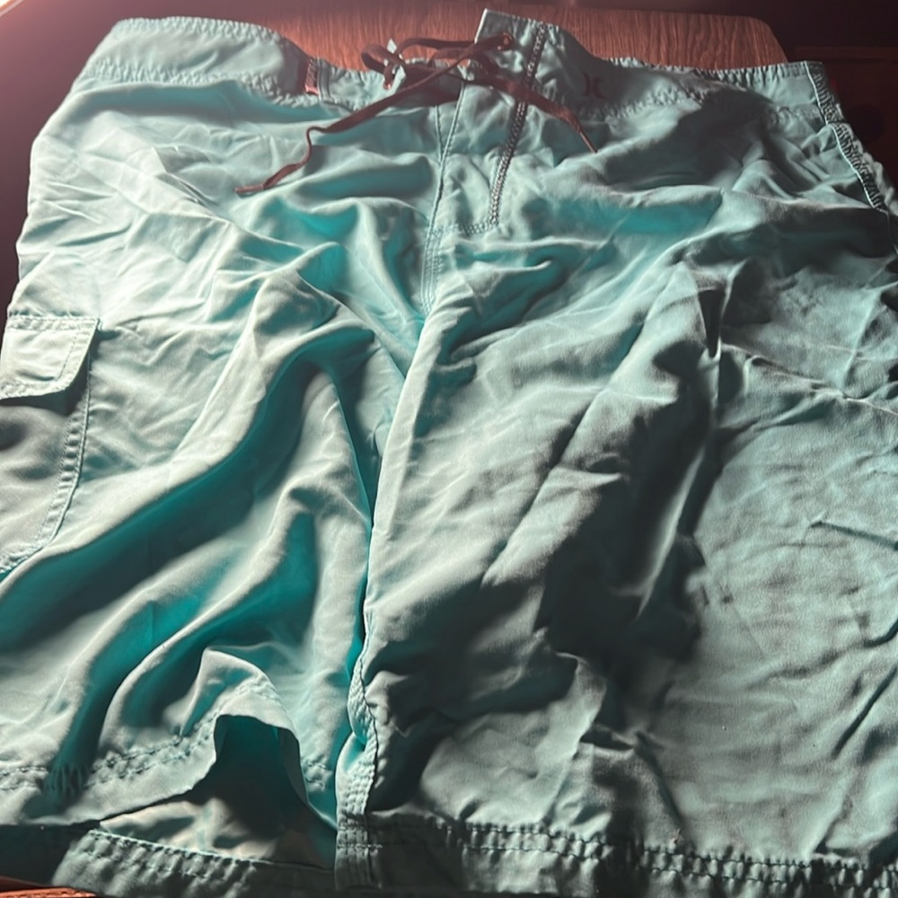 Hurley Mens Solid Boardshorts Color Aqua Size W36” O20”